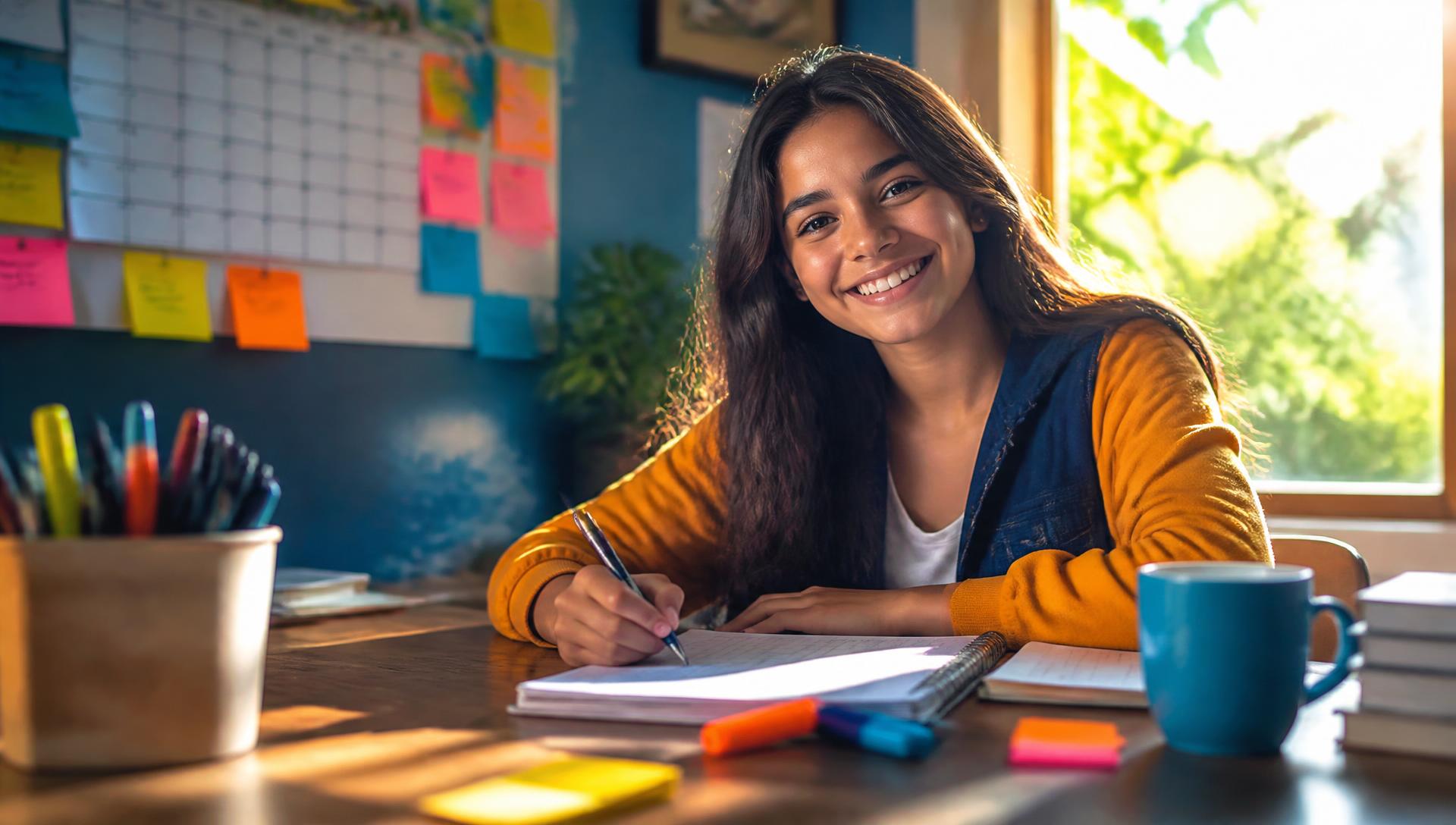 Estudante diante de uma pilha alta de livros e apostilas do edital