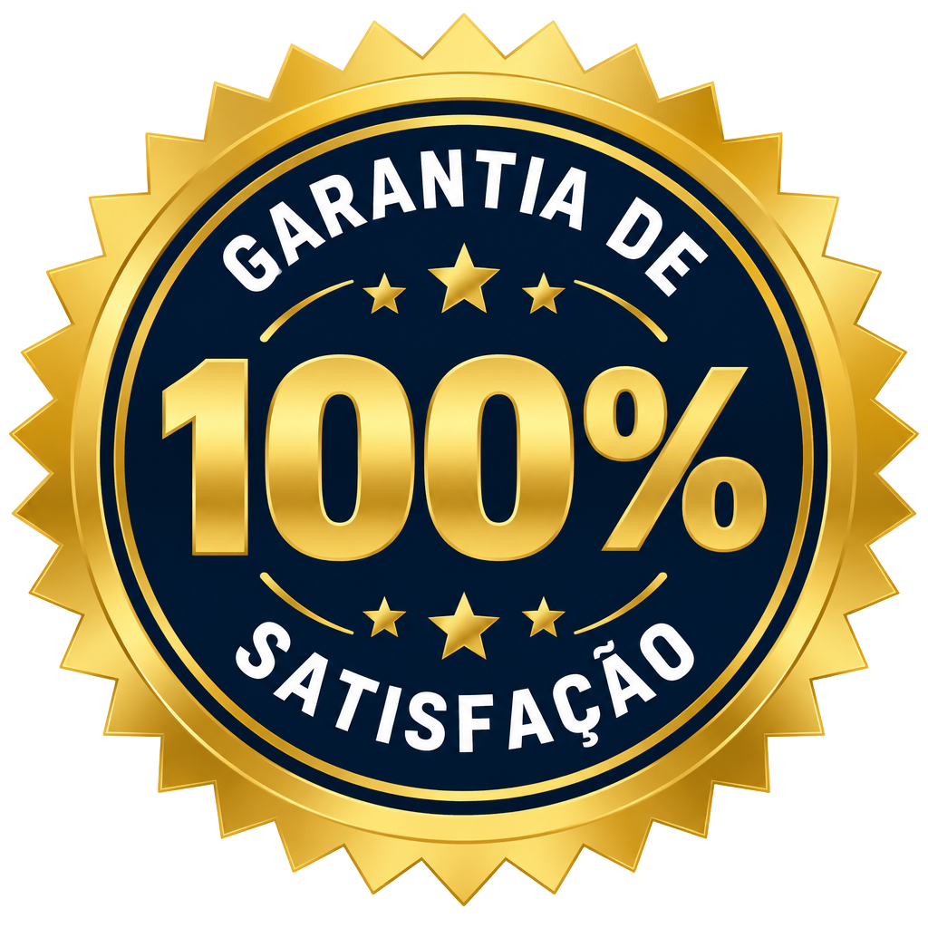 Selo dourado de garantia de 100% de satisfação